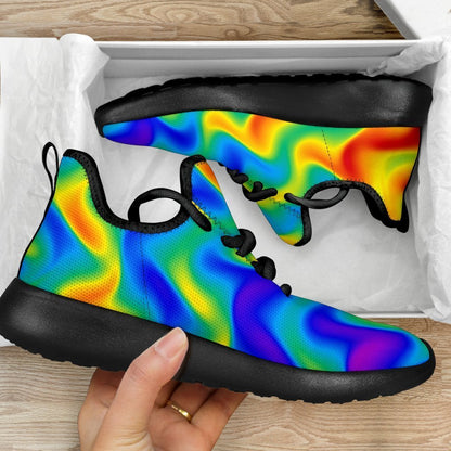 Rainbow Psychedelic Trippy Print Mesh Knit Shoes GearFrost