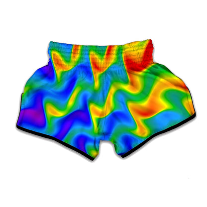 Rainbow Psychedelic Trippy Print Muay Thai Boxing Shorts