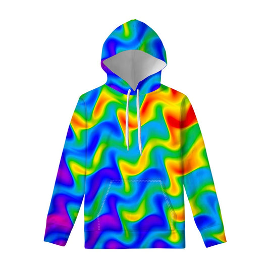 Rainbow Psychedelic Trippy Print Pullover Hoodie