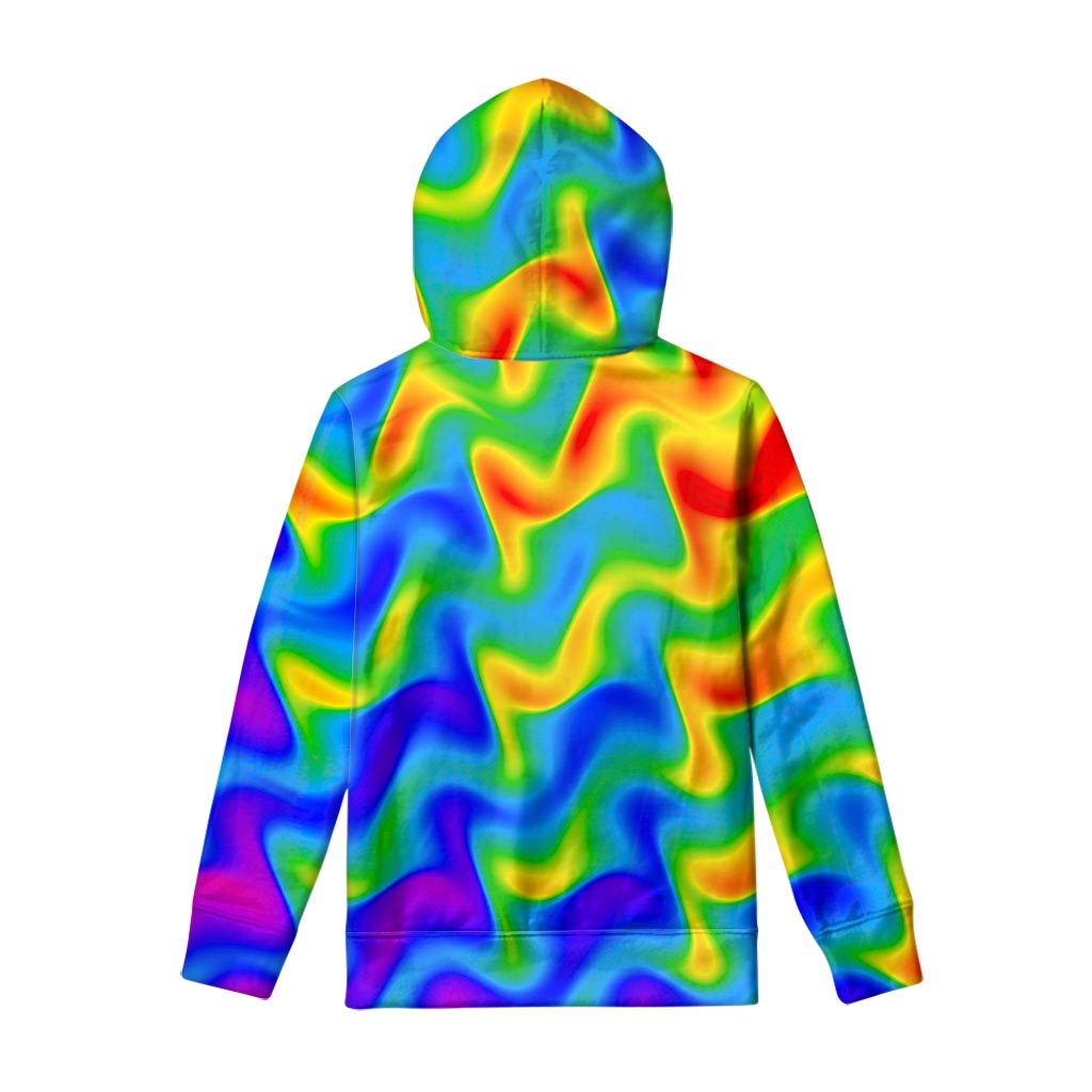 Rainbow Psychedelic Trippy Print Pullover Hoodie