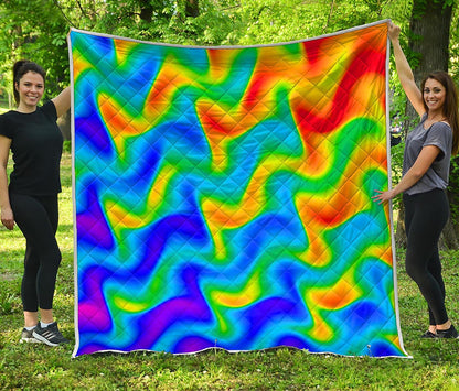 Rainbow Psychedelic Trippy Print Quilt