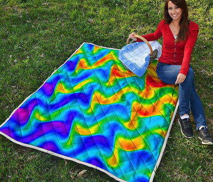 Rainbow Psychedelic Trippy Print Quilt