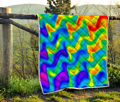 Rainbow Psychedelic Trippy Print Quilt
