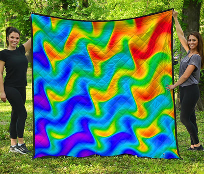 Rainbow Psychedelic Trippy Print Quilt