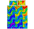 Rainbow Psychedelic Trippy Print Quilt Bed Set