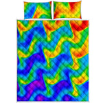 Rainbow Psychedelic Trippy Print Quilt Bed Set