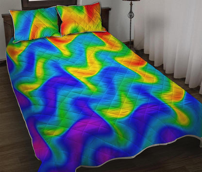 Rainbow Psychedelic Trippy Print Quilt Bed Set