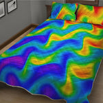 Rainbow Psychedelic Trippy Print Quilt Bed Set