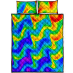 Rainbow Psychedelic Trippy Print Quilt Bed Set