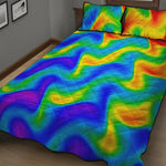 Rainbow Psychedelic Trippy Print Quilt Bed Set
