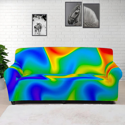 Rainbow Psychedelic Trippy Print Sofa Cover
