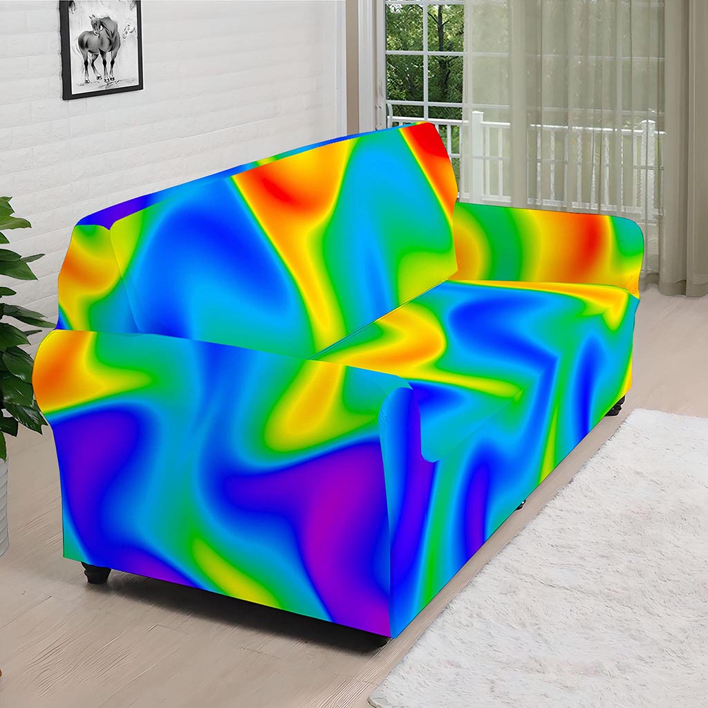 Rainbow Psychedelic Trippy Print Sofa Cover