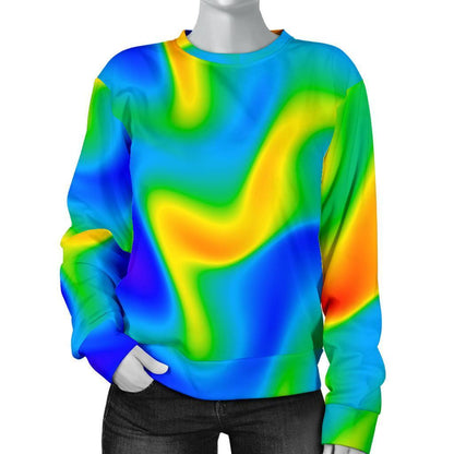 Rainbow Psychedelic Trippy Print Women's Crewneck Sweatshirt GearFrost