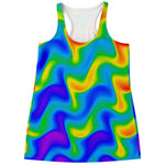 Rainbow Psychedelic Trippy Print Women's Racerback Tank Top