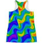 Rainbow Psychedelic Trippy Print Women's Racerback Tank Top