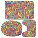 Rainbow Rave Print 3 Piece Bath Mat Set