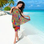 Rainbow Rave Print Beach Sarong Wrap