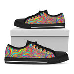 Rainbow Rave Print Black Low Top Shoes