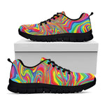Rainbow Rave Print Black Sneakers