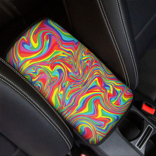 Rainbow Rave Print Car Center Console Cover