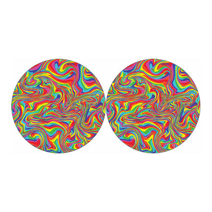 Rainbow Rave Print Car Coasters