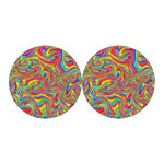 Rainbow Rave Print Car Coasters