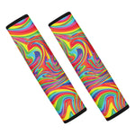 Rainbow Rave Print Car Seat Belt Covers