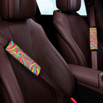 Rainbow Rave Print Car Seat Belt Covers