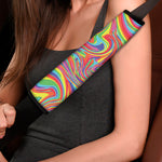 Rainbow Rave Print Car Seat Belt Covers