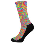 Rainbow Rave Print Crew Socks