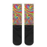 Rainbow Rave Print Crew Socks