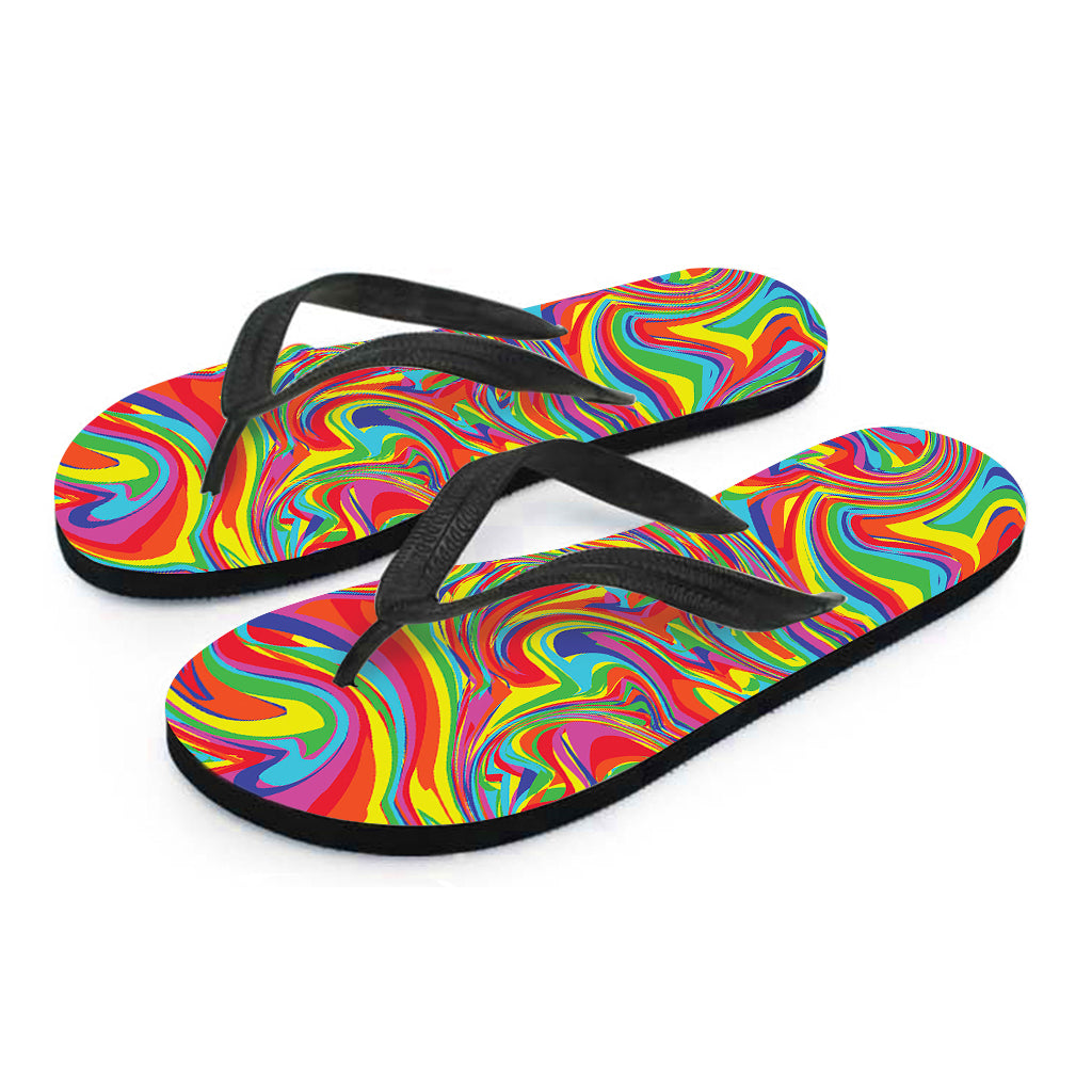 Rainbow Rave Print Flip Flops