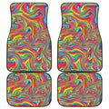 Rainbow Rave Print Front and Back Car Floor Mats