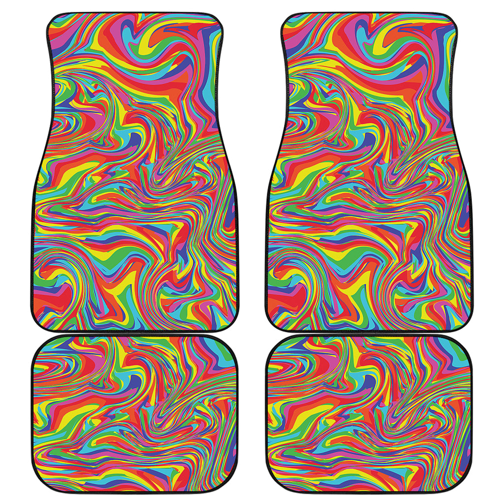 Rainbow Rave Print Front and Back Car Floor Mats