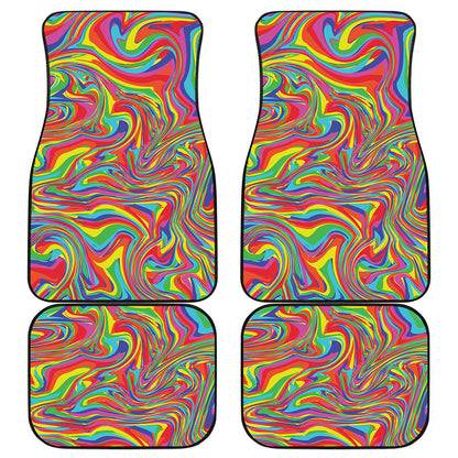 Rainbow Rave Print Front and Back Car Floor Mats