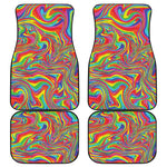 Rainbow Rave Print Front and Back Car Floor Mats