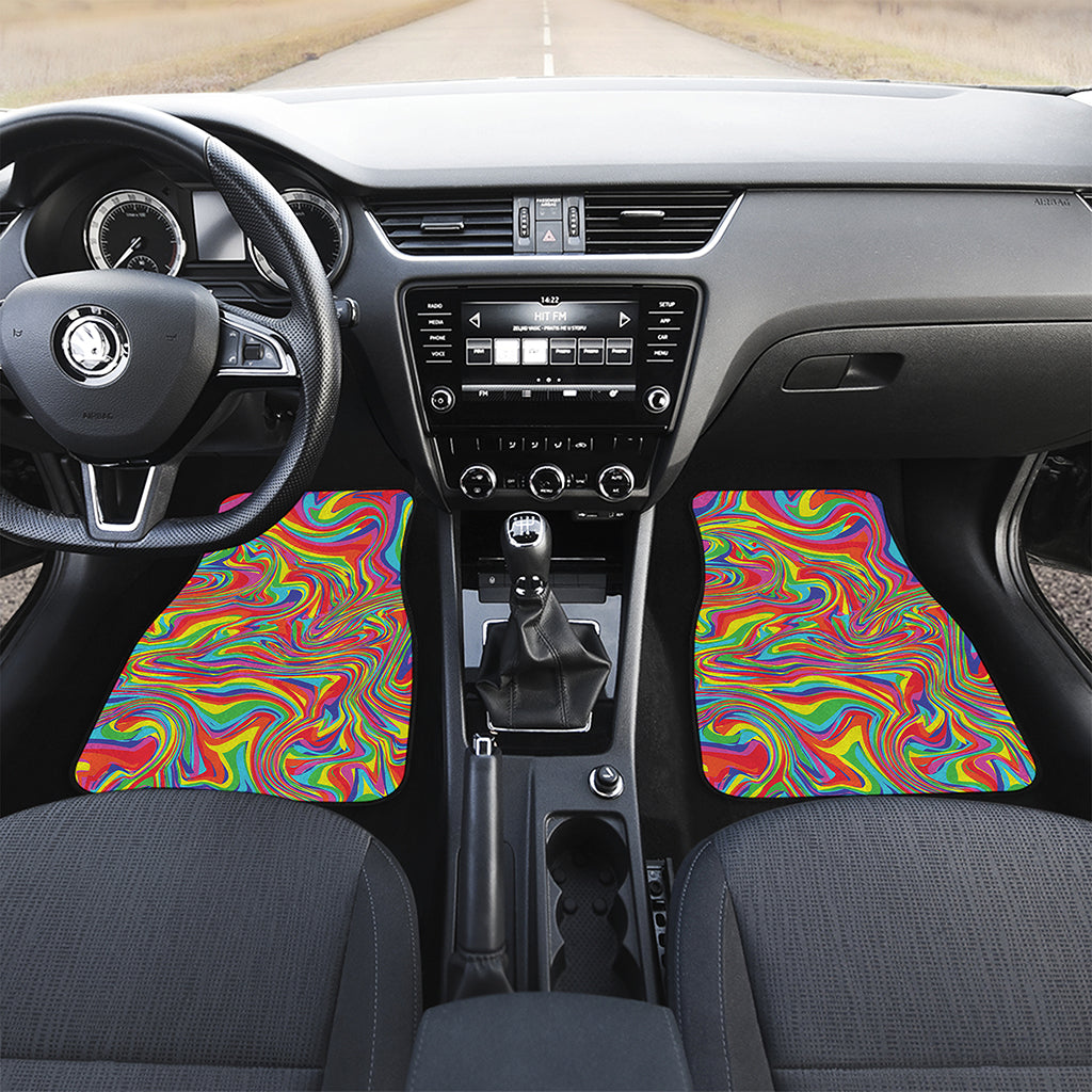 Rainbow Rave Print Front and Back Car Floor Mats