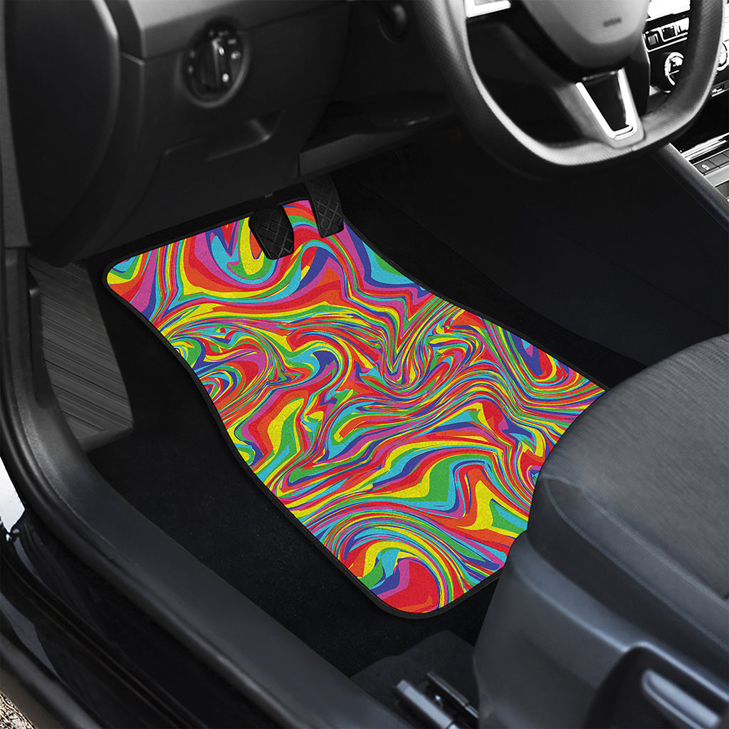 Rainbow Rave Print Front and Back Car Floor Mats
