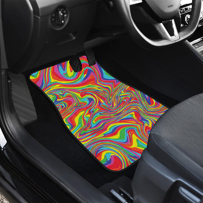 Rainbow Rave Print Front and Back Car Floor Mats