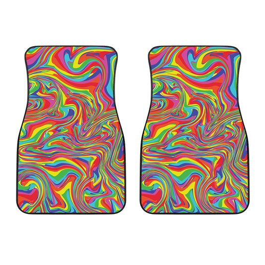 Rainbow Rave Print Front Car Floor Mats