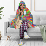Rainbow Rave Print Hooded Blanket