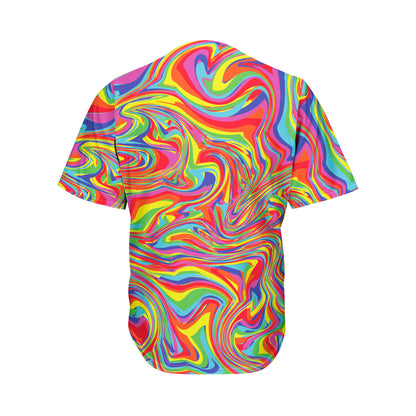 Rainbow Rave Print Men's Baseball Jersey