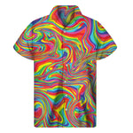 Rainbow Rave Print Men's Short Sleeve Shirt