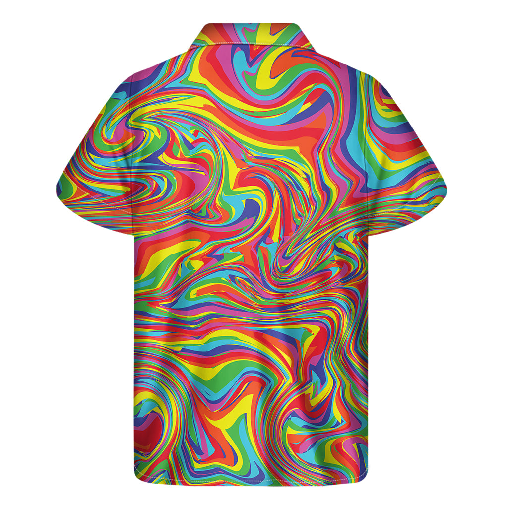 Rainbow Rave Print Men's Short Sleeve Shirt