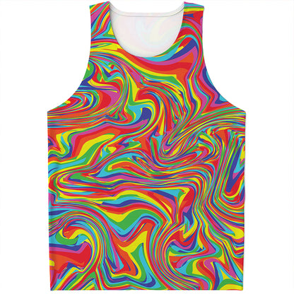 Rainbow Rave Print Men's Tank Top