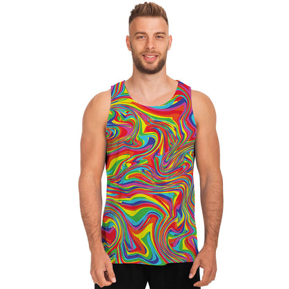 Rainbow Rave Print Men's Tank Top