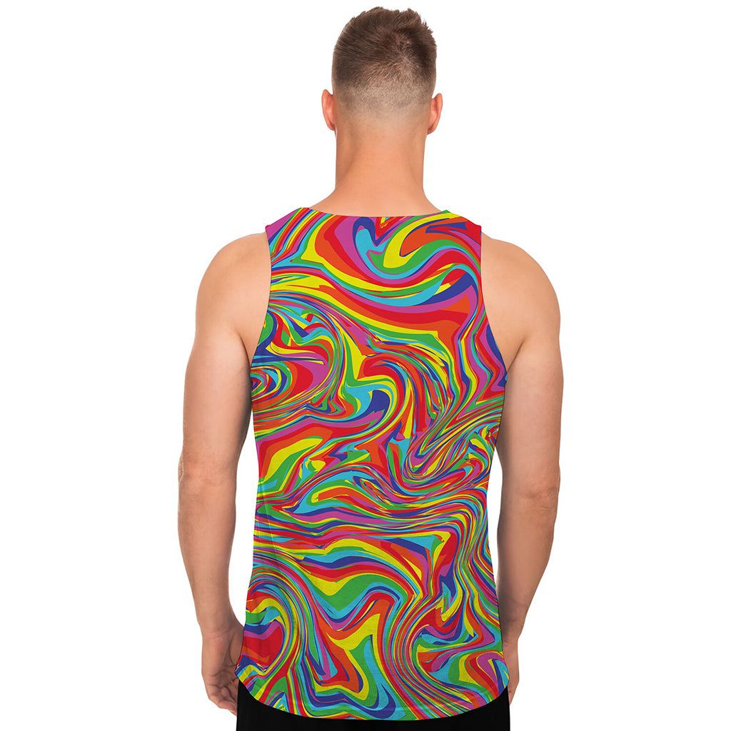 Rainbow Rave Print Men's Tank Top