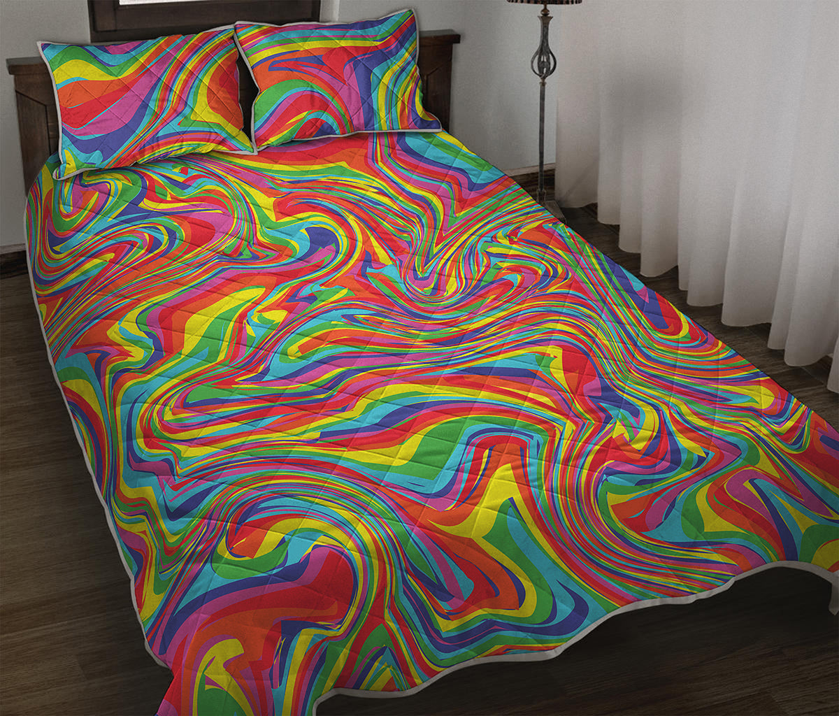 Rainbow Rave Print Quilt Bed Set