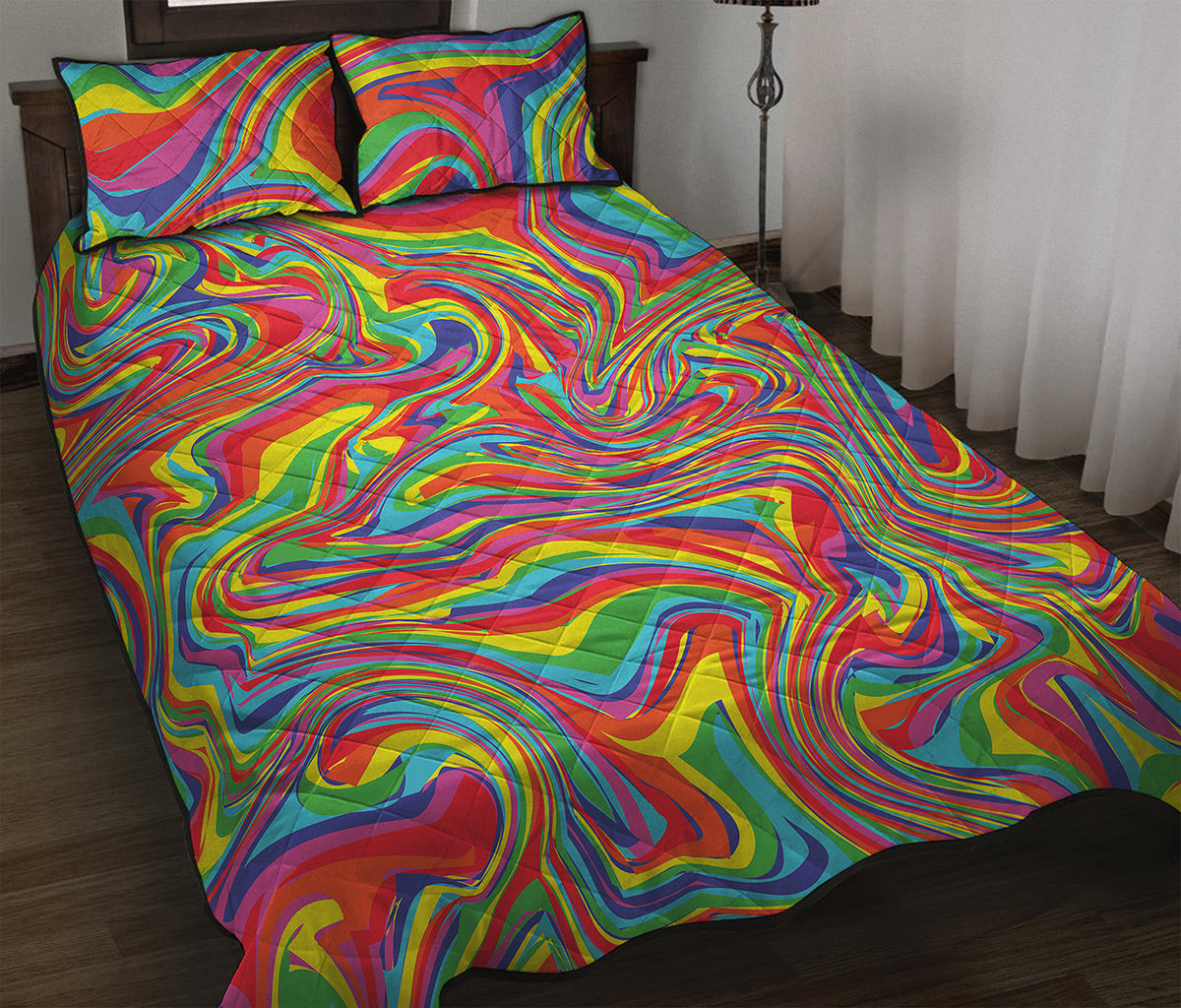 Rainbow Rave Print Quilt Bed Set