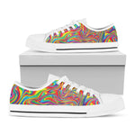 Rainbow Rave Print White Low Top Shoes